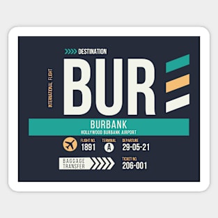 Burbank Hollywood (BUR) Airport Code Baggage Tag Sticker